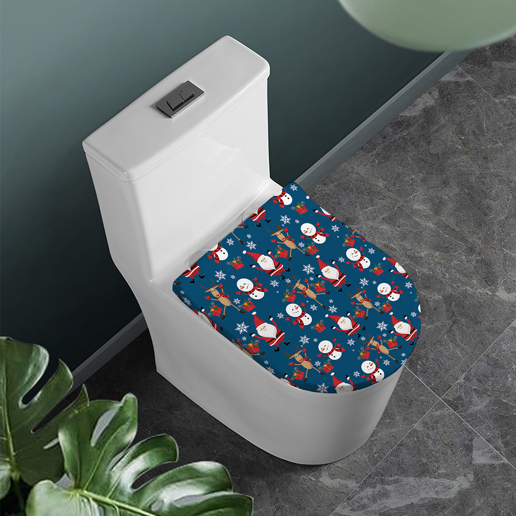 Happy Santa Claus Pattern Print Toilet Lid Cover