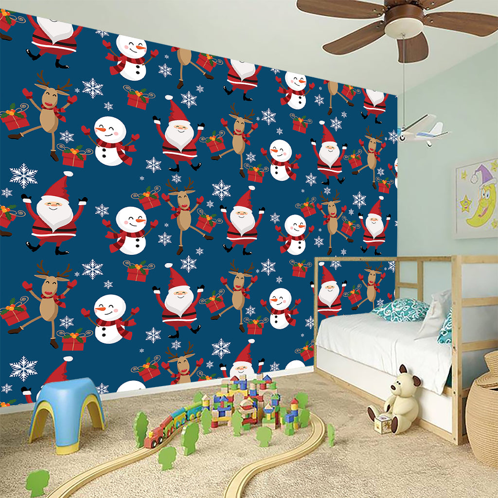 Happy Santa Claus Pattern Print Wall Sticker