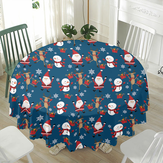 Happy Santa Claus Pattern Print Waterproof Round Tablecloth