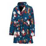 Happy Santa Claus Pattern Print Women's Bathrobe