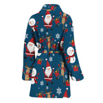 Happy Santa Claus Pattern Print Women's Bathrobe