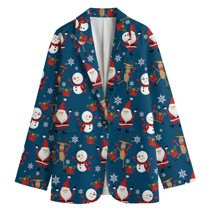 Happy Santa Claus Pattern Print Women's Blazer