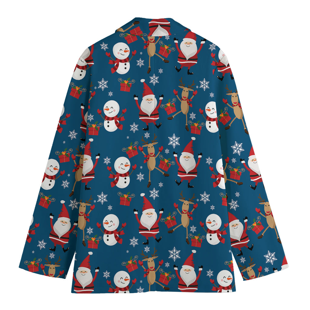 Happy Santa Claus Pattern Print Women's Blazer