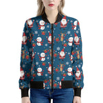 Happy Santa Claus Pattern Print Women's Bomber Jacket