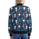 Happy Santa Claus Pattern Print Women's Bomber Jacket