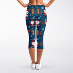 Happy Santa Claus Pattern Print Women's Capri Leggings