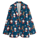 Happy Santa Claus Pattern Print Women's Cotton Blazer