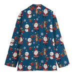 Happy Santa Claus Pattern Print Women's Cotton Blazer