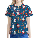 Happy Santa Claus Pattern Print Women's Polo Shirt