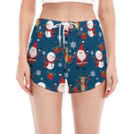 Happy Santa Claus Pattern Print Women's Split Running Shorts