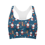 Happy Santa Claus Pattern Print Women's Sports Bra