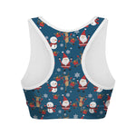 Happy Santa Claus Pattern Print Women's Sports Bra