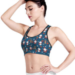 Happy Santa Claus Pattern Print Women's Sports Bra