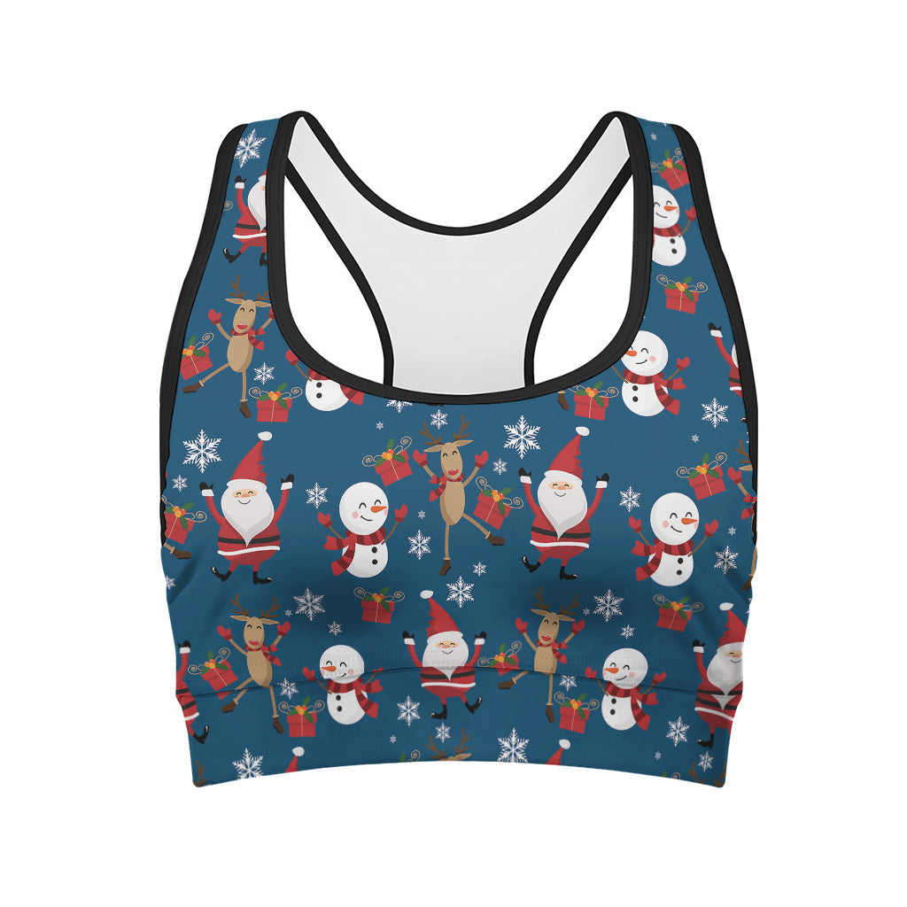 Happy Santa Claus Pattern Print Women's Sports Bra