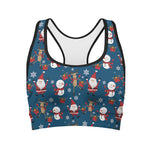 Happy Santa Claus Pattern Print Women's Sports Bra
