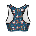 Happy Santa Claus Pattern Print Women's Sports Bra