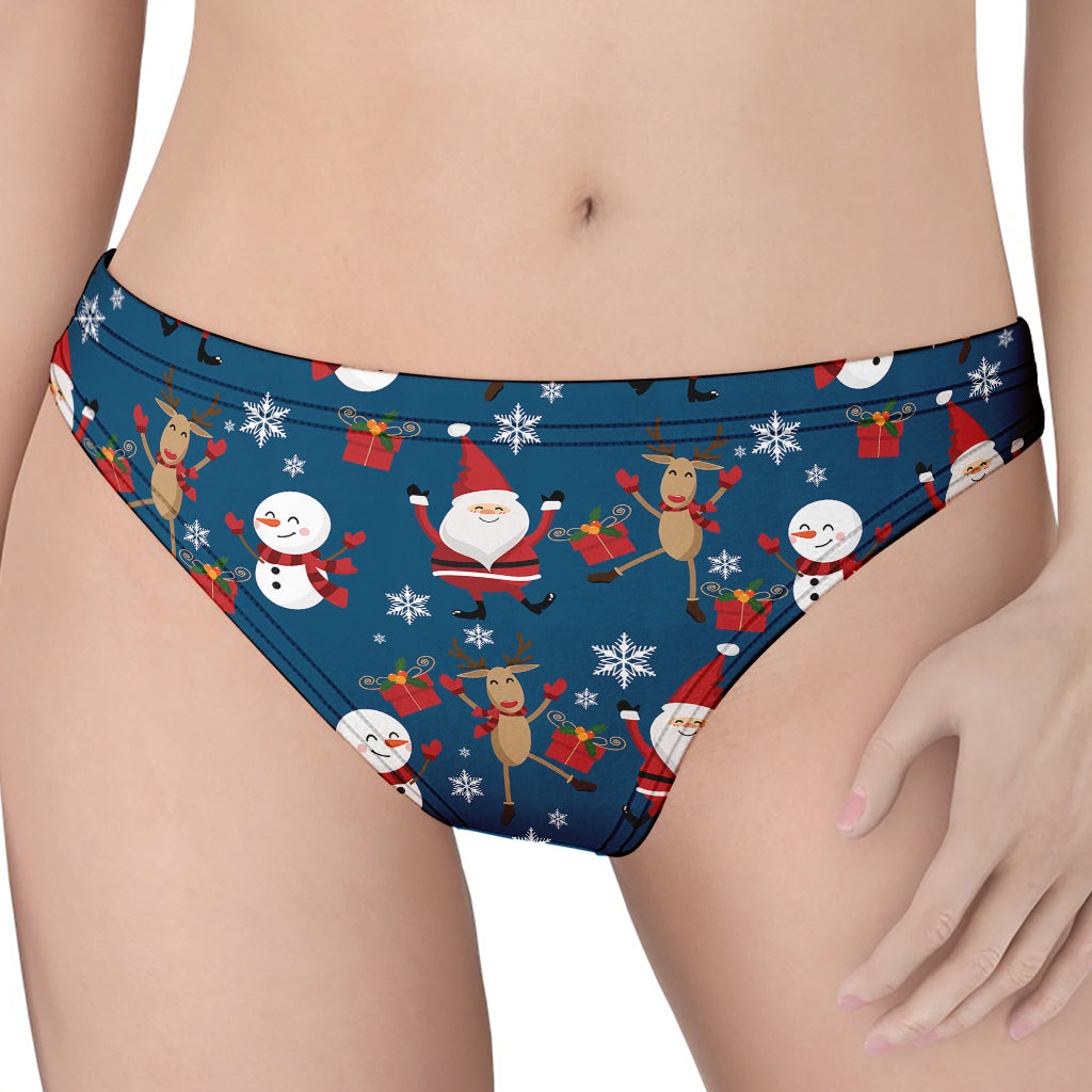 Happy Santa Claus Pattern Print Women's Thong