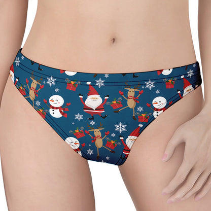 Happy Santa Claus Pattern Print Women's Thong