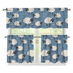 Happy Sheep Pattern Print 3 Piece Kitchen Curtains