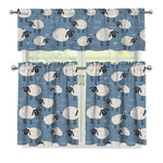 Happy Sheep Pattern Print 3 Piece Kitchen Curtains
