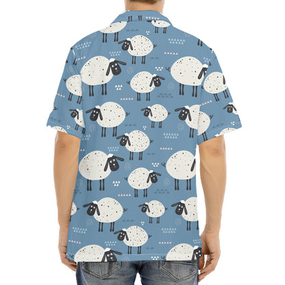 Happy Sheep Pattern Print Aloha Shirt