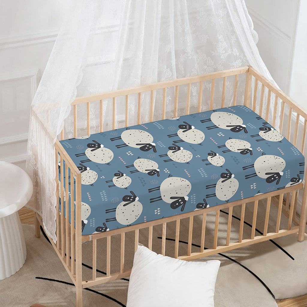 Happy Sheep Pattern Print Baby Crib Sheet