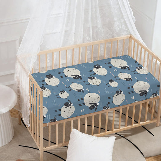 Happy Sheep Pattern Print Baby Crib Sheet