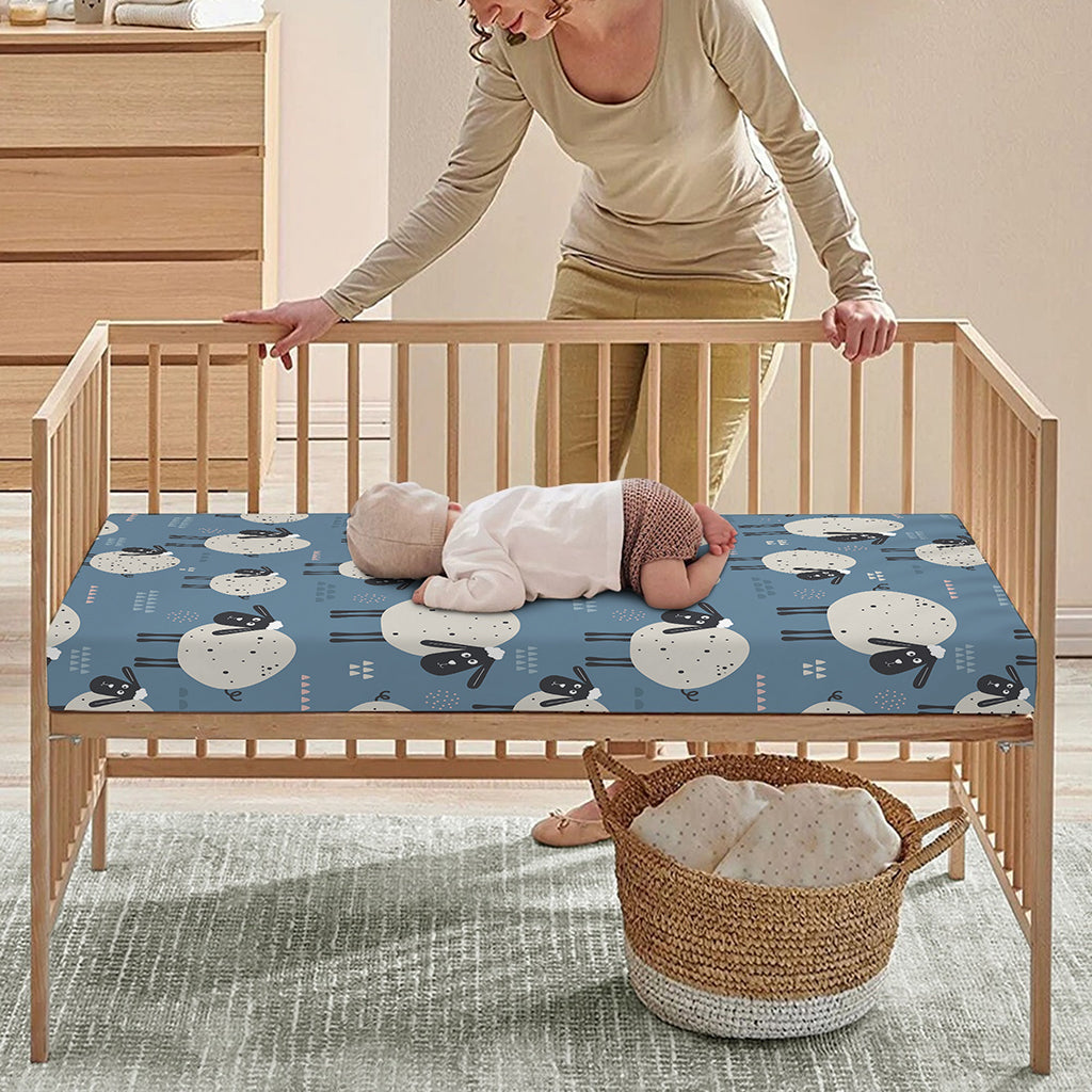 Happy Sheep Pattern Print Baby Crib Sheet