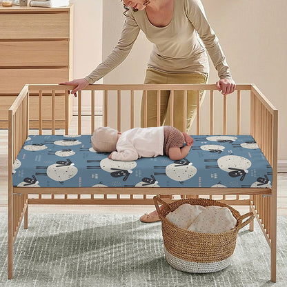 Happy Sheep Pattern Print Baby Crib Sheet