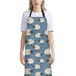 Happy Sheep Pattern Print Bib Apron With Pocket