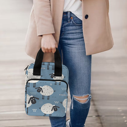 Happy Sheep Pattern Print Bible Tote Bag