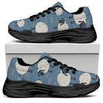 Happy Sheep Pattern Print Black Chunky Shoes