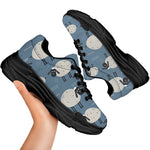 Happy Sheep Pattern Print Black Chunky Shoes