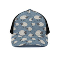 Happy Sheep Pattern Print Black Mesh Trucker Hat