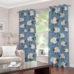 Happy Sheep Pattern Print Blackout Grommet Curtains