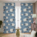Happy Sheep Pattern Print Dimout Pencil Pleat Curtains
