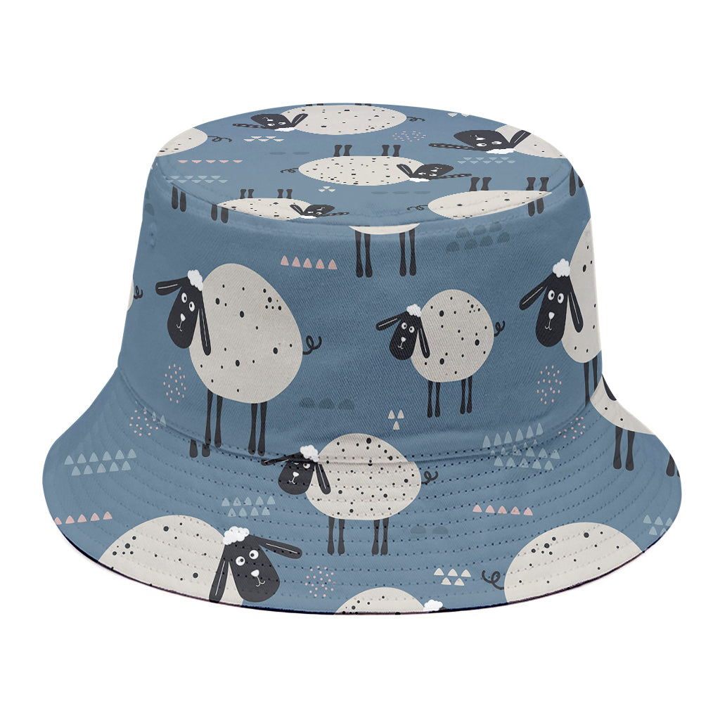 Happy Sheep Pattern Print Bucket Hat