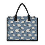 Happy Sheep Pattern Print Canvas Tote Bag