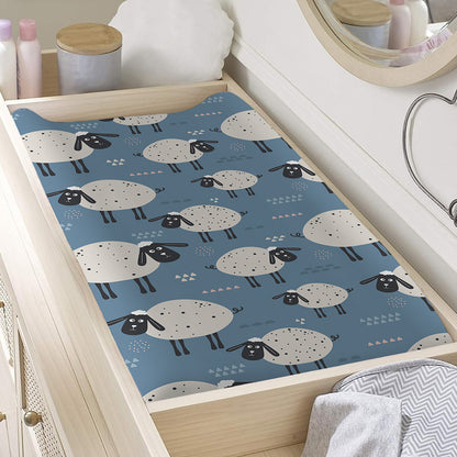 Happy Sheep Pattern Print Changing Pad Cover