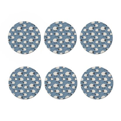 Happy Sheep Pattern Print Coaster Set