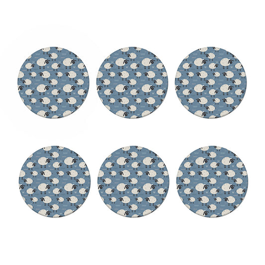 Happy Sheep Pattern Print Coaster Set