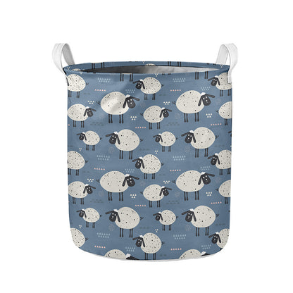 Happy Sheep Pattern Print Collapsible Laundry Basket