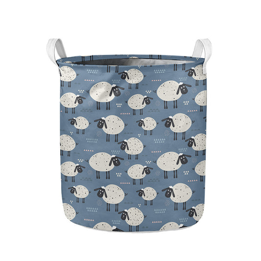 Happy Sheep Pattern Print Collapsible Laundry Basket