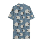 Happy Sheep Pattern Print Cotton Hawaiian Shirt