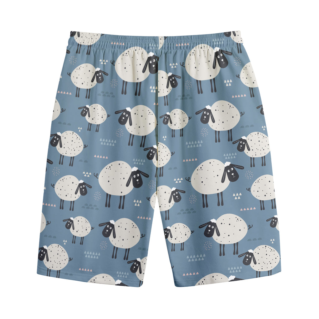 Happy Sheep Pattern Print Cotton Shorts