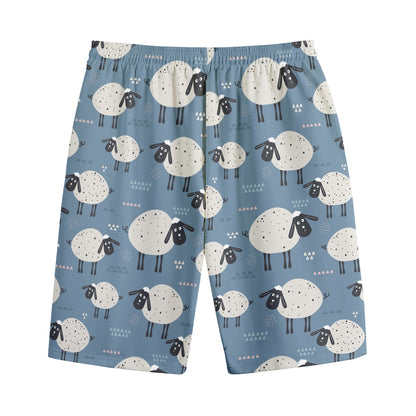 Happy Sheep Pattern Print Cotton Shorts