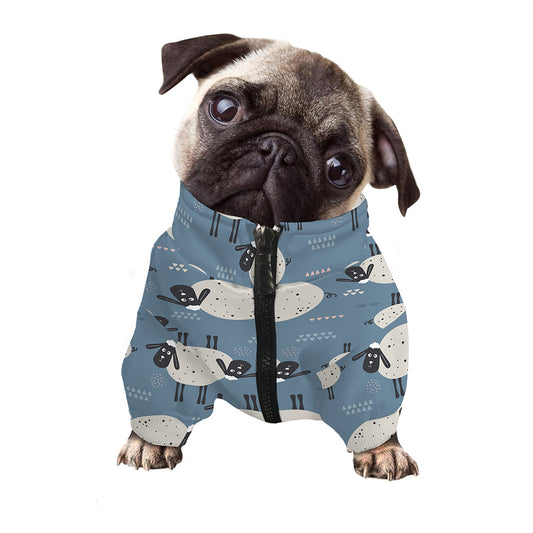 Happy Sheep Pattern Print Dog Zip Up Jacket