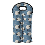 Happy Sheep Pattern Print Double Neoprene Wine Tote