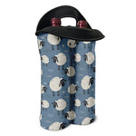 Happy Sheep Pattern Print Double Neoprene Wine Tote