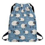 Happy Sheep Pattern Print Drawstring Backpack